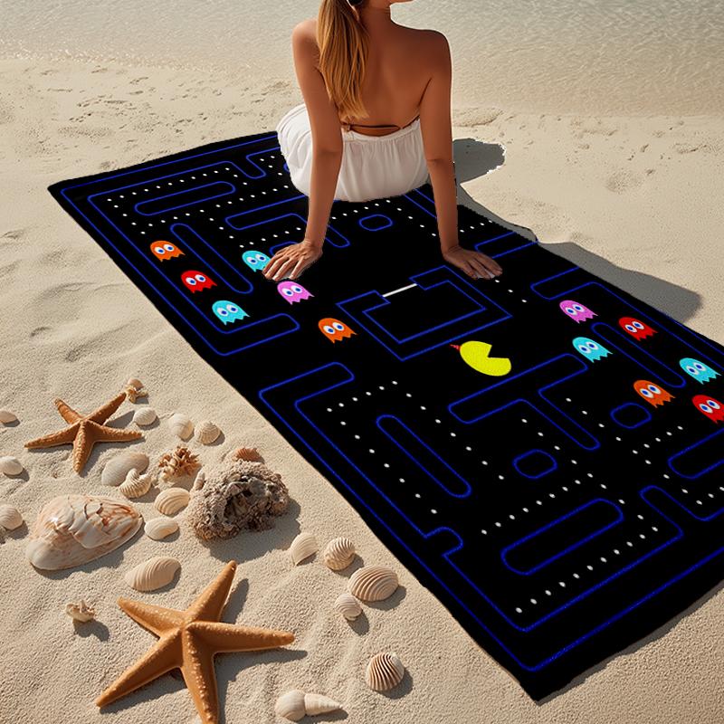 Pac game Adventure Beach Towel, Super Soft Microfiber, Gift for Her/Him, Birthday, for Pool, Beach, Travel, Home Decor Fan gifts