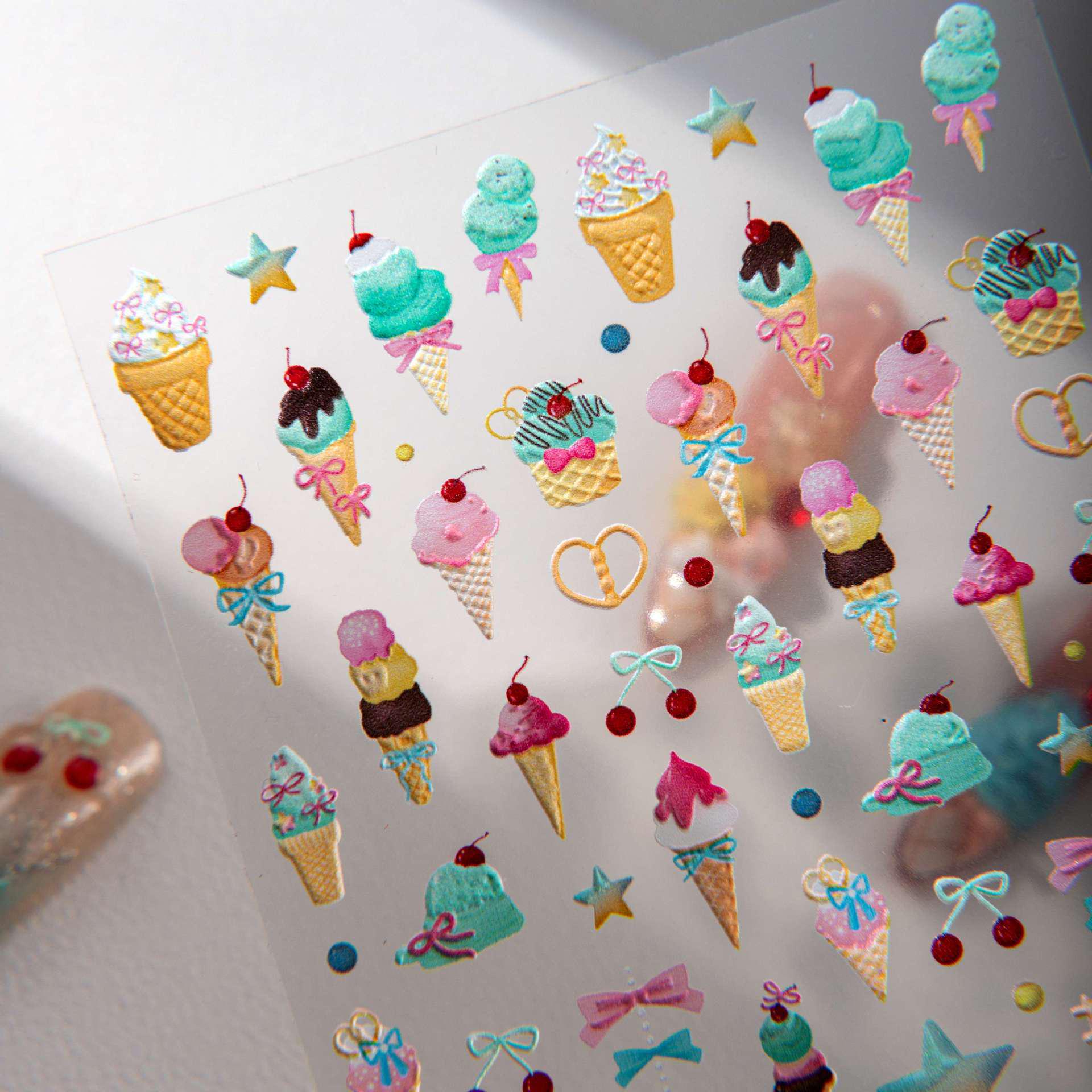 

Cyansea Summer Dopamine 3D Ice Cream Nail Art Stickers CF-1303