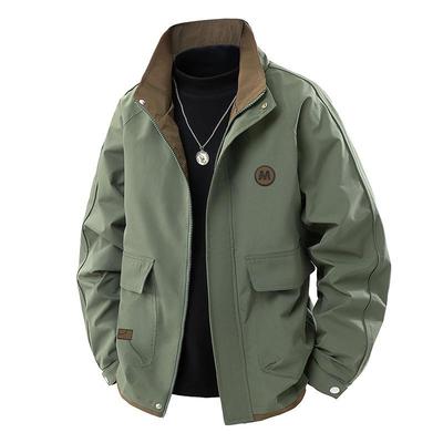 Men's Plus Size Stand Collar Jacket – Trendy Outdoor Workwear for Spring & Autumn