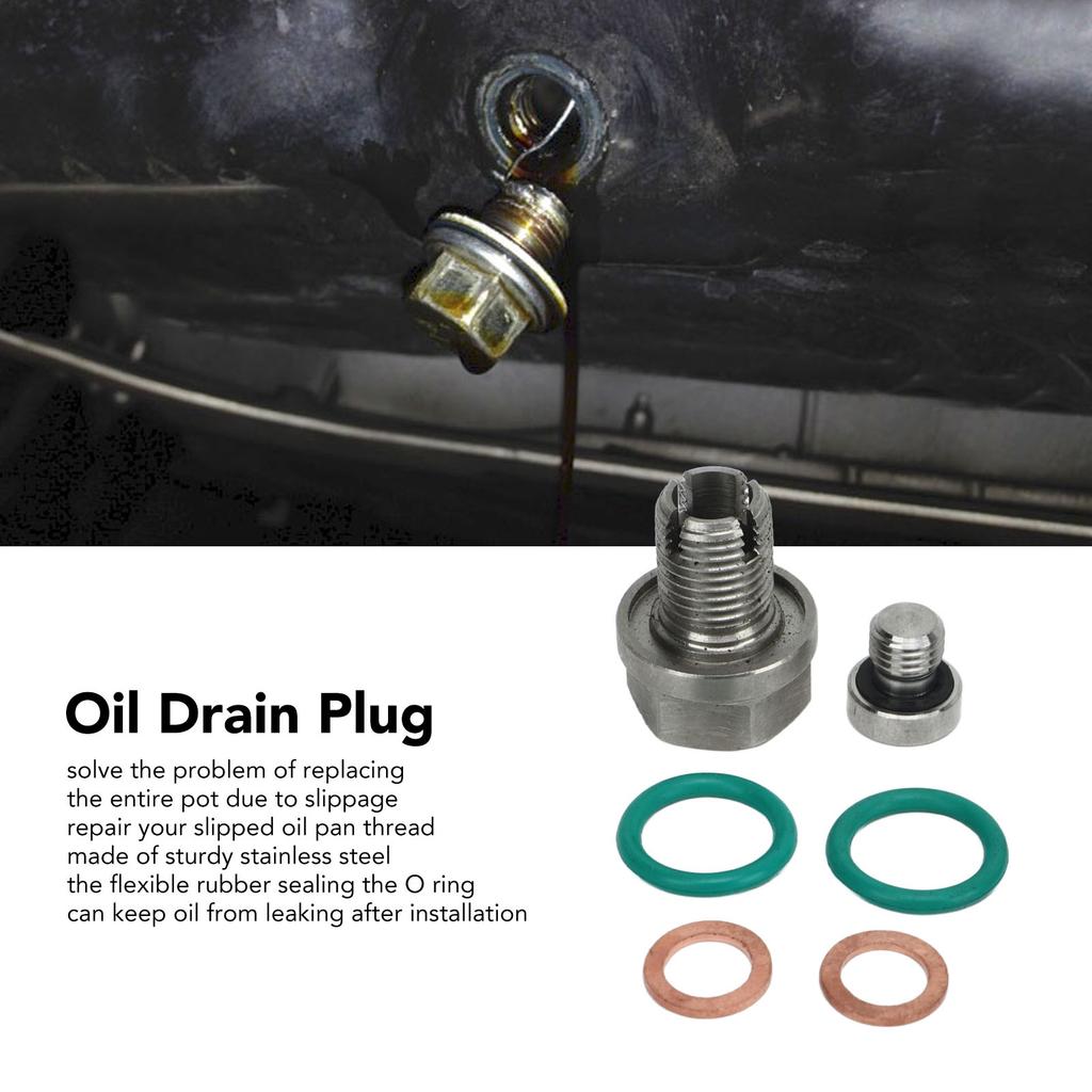Oversize Drain Plug Stainless Steel Self Tapping Oil Pan Thread Repair Kits with Hex Wrench O Gasket