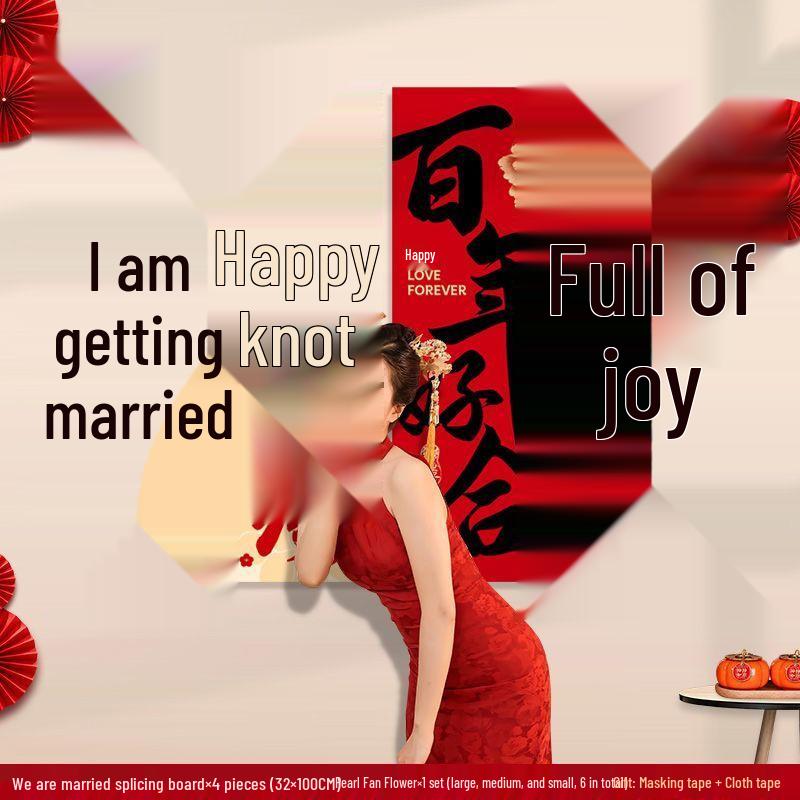 Wedding Decoration Set for Living Room, Sofa, Stairway & Background Wall - Bride's New Home Double Happiness Décor