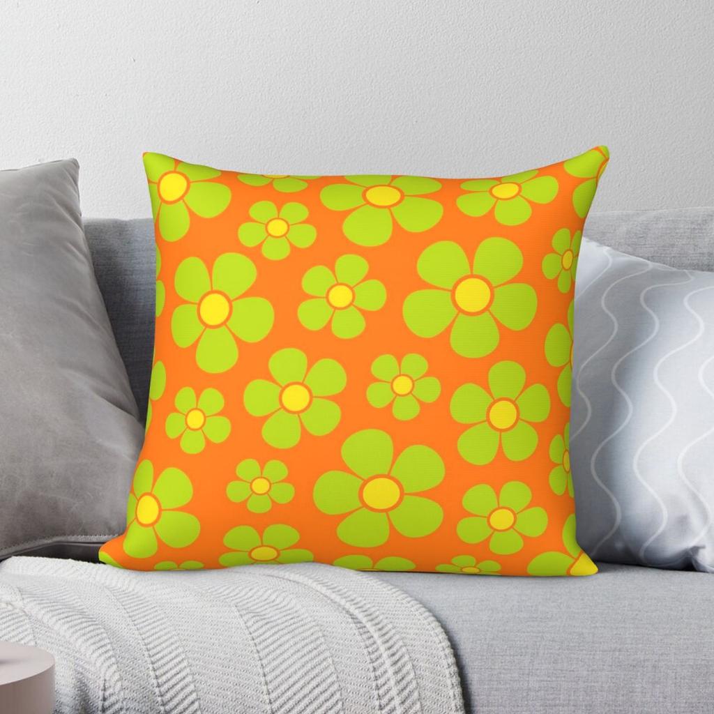 Retro s Mid Mod Floral Square Pillowcase Polyester Linen Velvet Creative Decorative Throw Pillow Case Room Cushion Cover