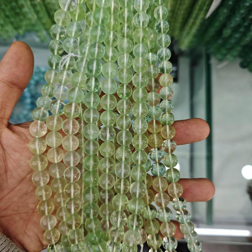 7A Natural Green Fluorite Round Bead Bracelet - Semi-finished DIY Jewelry Accessories, Loose String Beads, In Stock.