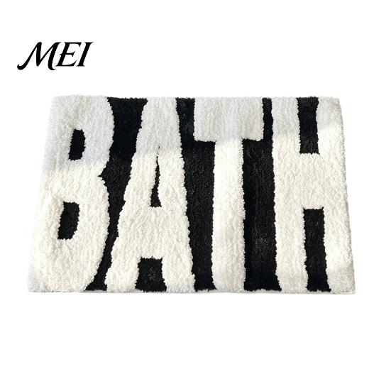 Dekorative Schlafzimmer-Fußmatte Moderne Badezimmer-Matte, Saugfähiger Rutschfester Badezimmerteppich, Lustige Englische Buchstaben, Weicher Plüschteppich Maschinenwaschbar Gemütlich