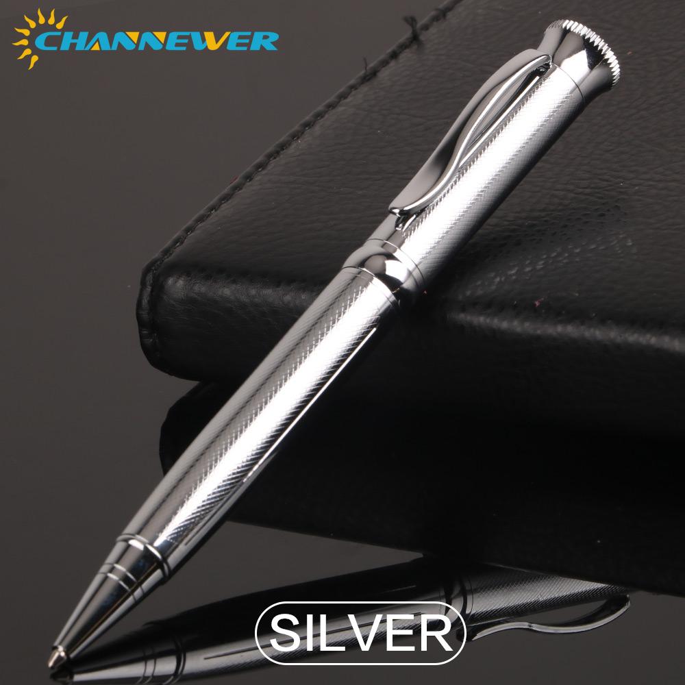 STONEGO Twist Metal Ballpoint Pen, Stripes Ballpoint Pens Retractable Rotate Metal Rollerball Pens Cool Pen серебряный