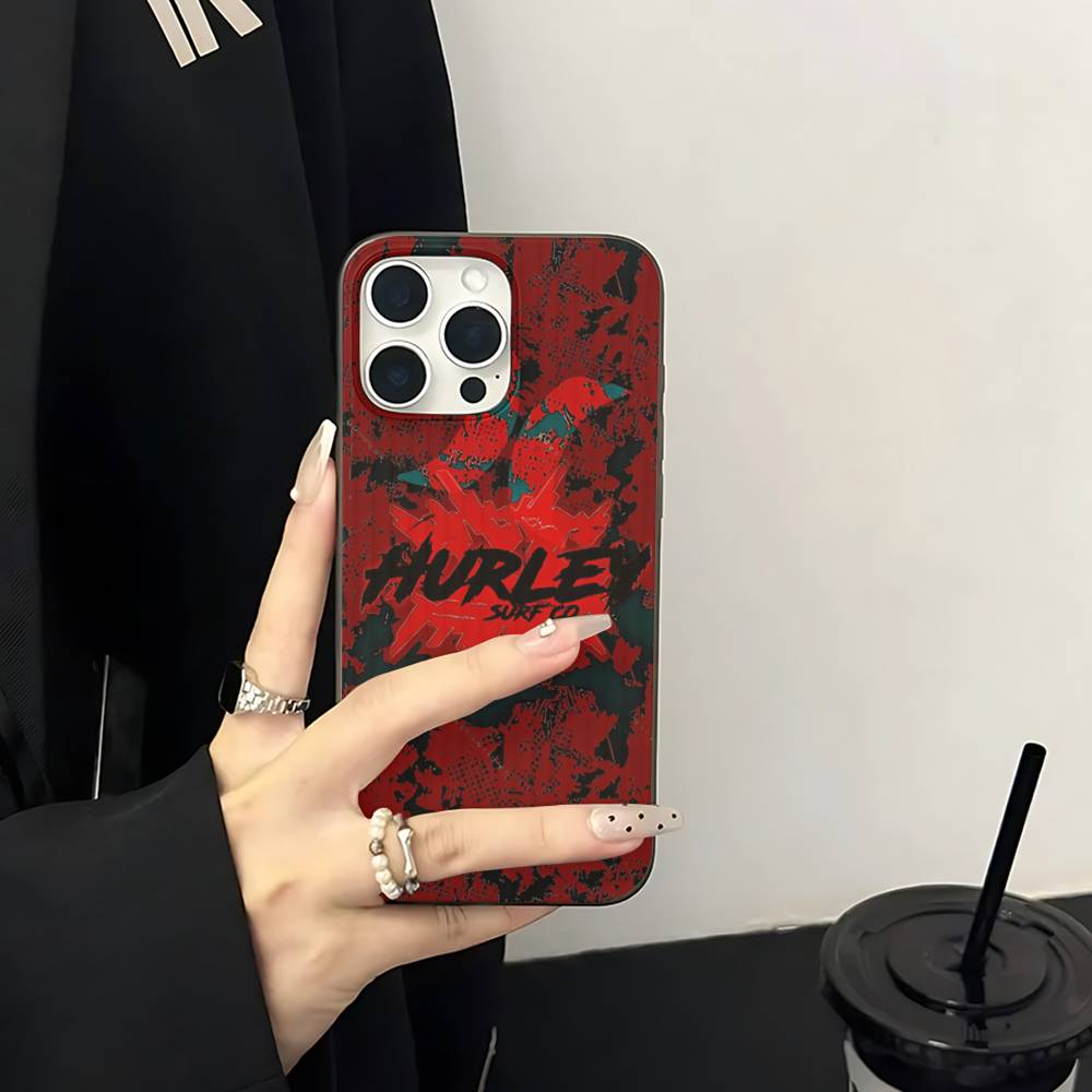Classic Famous Brand H-HurleyS Logo For IPhone 16 15 14 13 12 11 17 Pro Max Plus Wave Corrugated Phone Case Anti Drop Cover