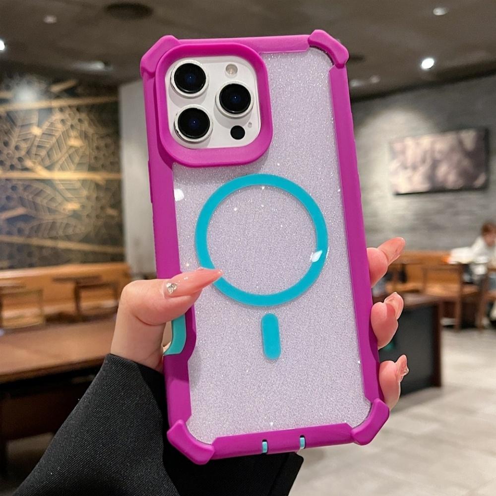 

Soft Silicone Bumper Magnetic Wireless Charging Case For iPhone 16 15 14 13 12 11 Pro Max Plus Glitter Clear Shockproof Cover iPhone 11 чёрный