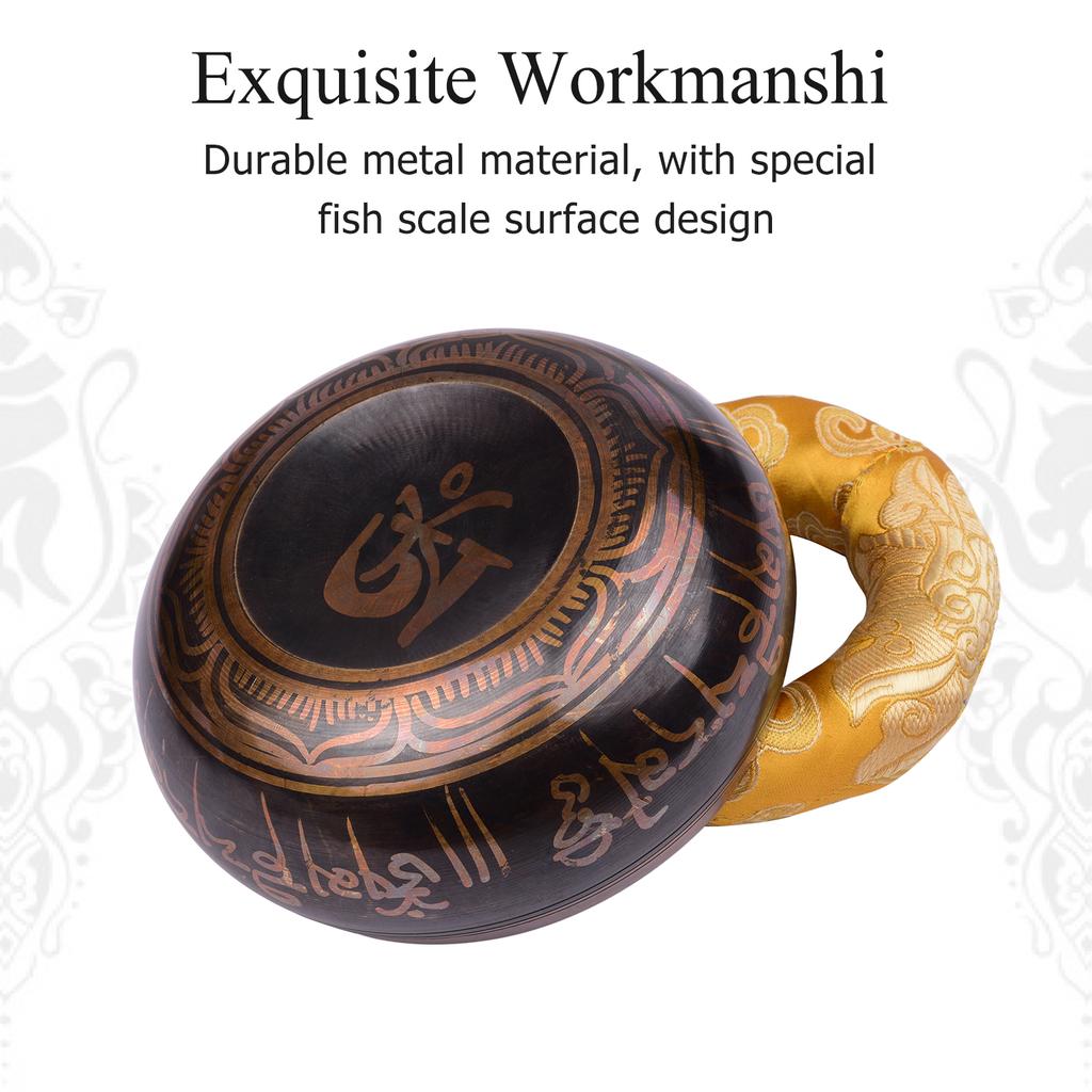 Ammoon Tibetan Singing Bowl Set with 12.5cm/5inch Handmade Metal Sound Bowl & Soft Cushion & Wooden