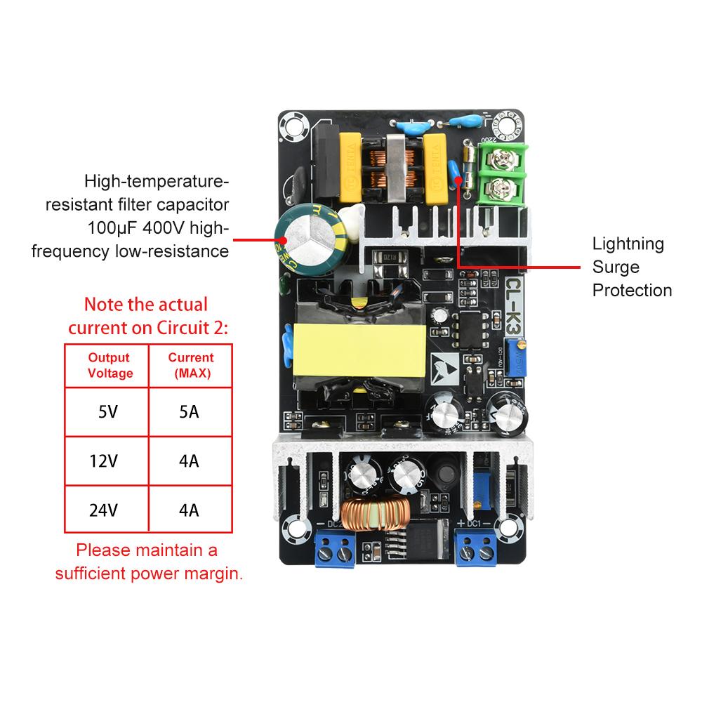 Adjustable Dual Output Switch Power Supply Module AC 100-240V/DC 141-339V To 18-33V/1.25-31V Step Down Buck Converter