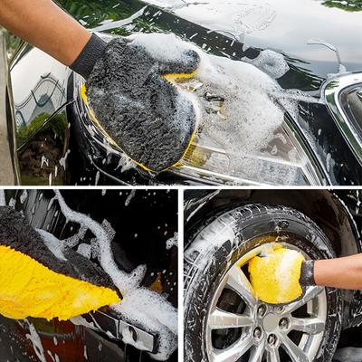 Žinylkové Korálové Fleece Rukavice Mytí Stěrač Hadřík na Mytí Aut Houbička Voskování Detailování Péče o Auto Oboustranný Rukavice Štětec Čisticí Nástroj