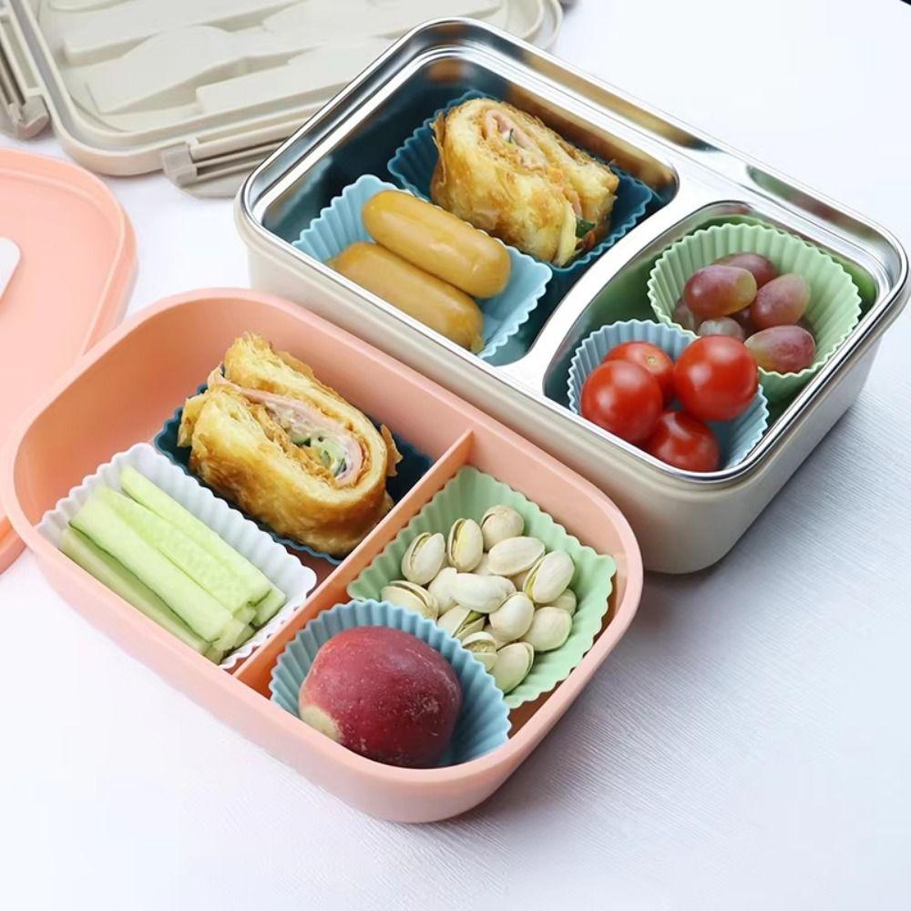 24Pcs Round/Square Silicone Muffin Molds Creative Lunch Box Dividers  Baking Supplies