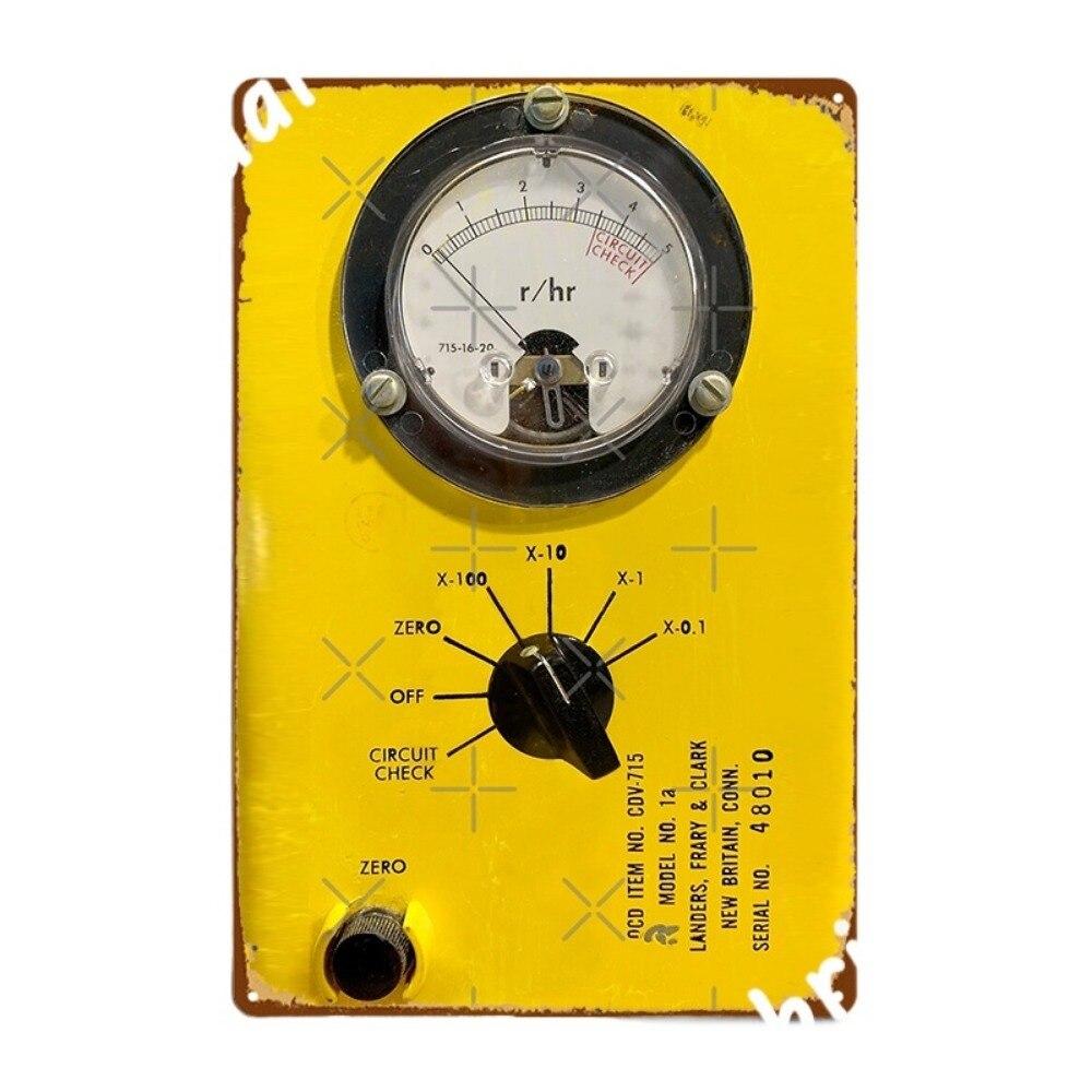 Vintage Radioaktiver Geigerzähler Metallblechschilder Retro Kino Garage Party Wanddekor Wandgemälde Poster für Heimdeko