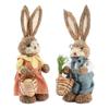 2PCS Bunny Ornaments Rural Style Male Female Rabbit Figurine for Easter Day Home Decoration 35cm