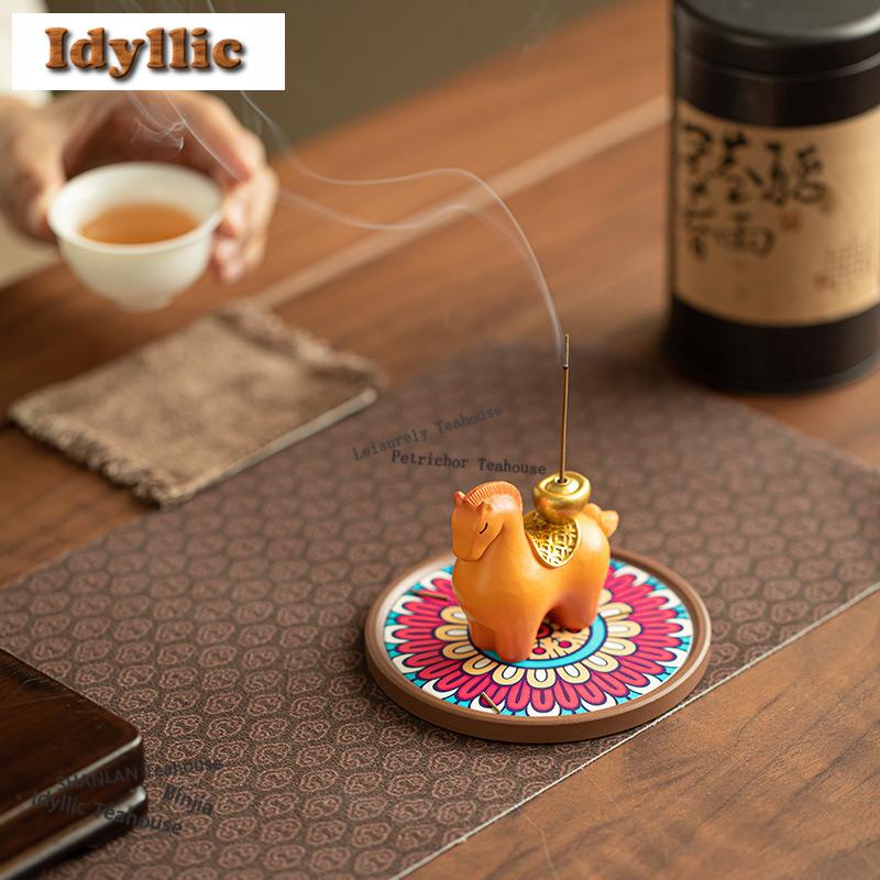 Gold Ingot Horse Incense Holder Japanese Diffuser Incense Burners Aromatherapy Smell Distributor Censer Bedroom Supplies Craft