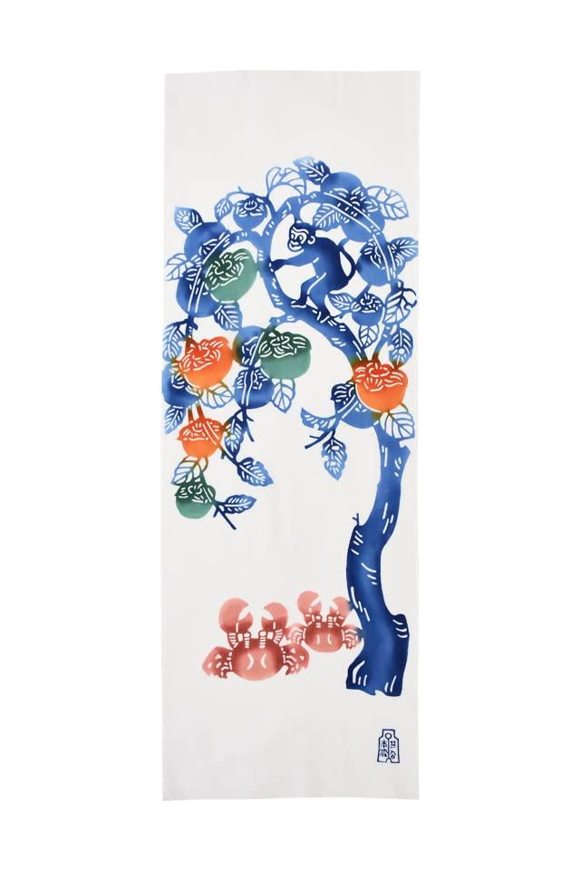 

Chikusen Japanese Tenugui Japanese Folktale Monkey and Crab Battle 34cm x Made in Japan Hand-Dyed Towel, Series [Approx. 93cm],