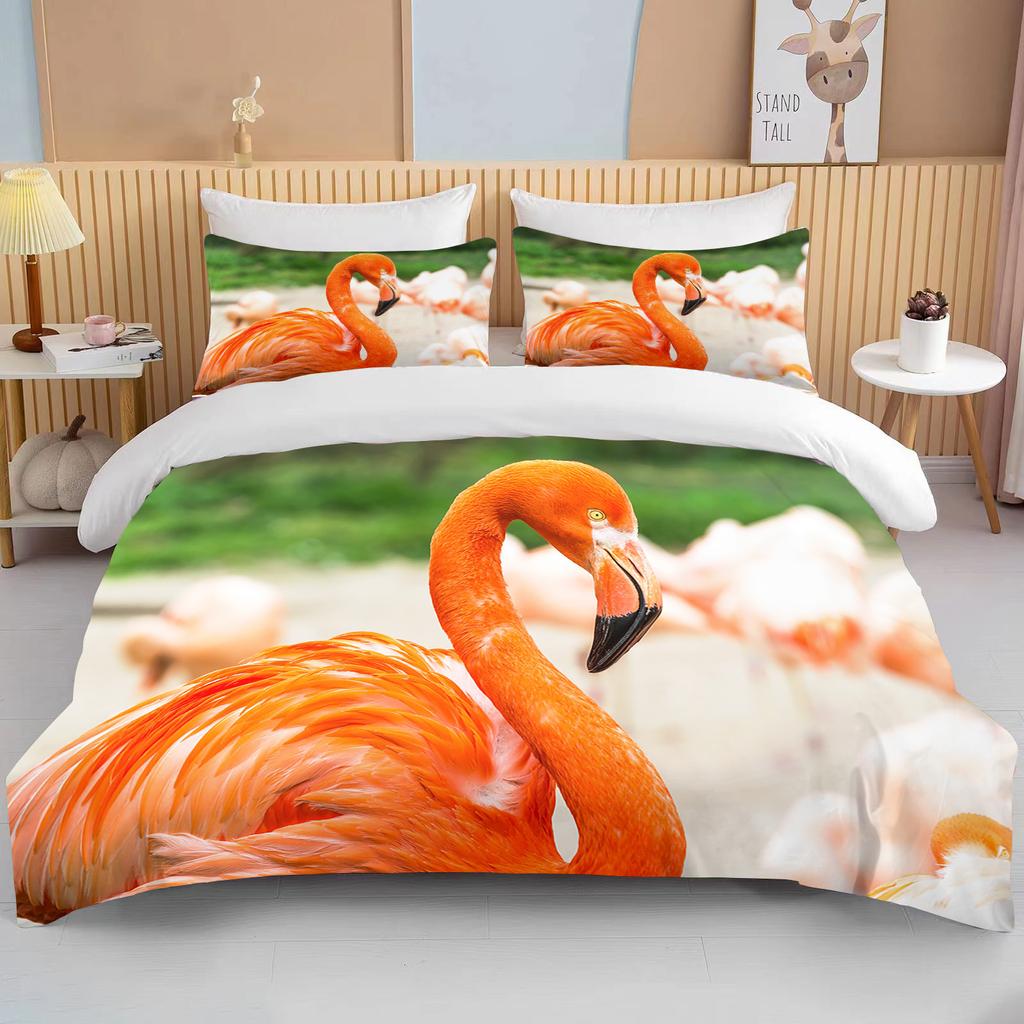 Flamingo cartoon cute bear kawaii Christmas gift king size double bed children's bedding microfiber or polyester duvet cover set