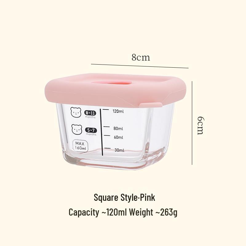 Baby Food Bowl Set: High Borosilicate Glass - Includes Fresh-Keeping, Steamed Custard, and Microwave-Safe Bowls.