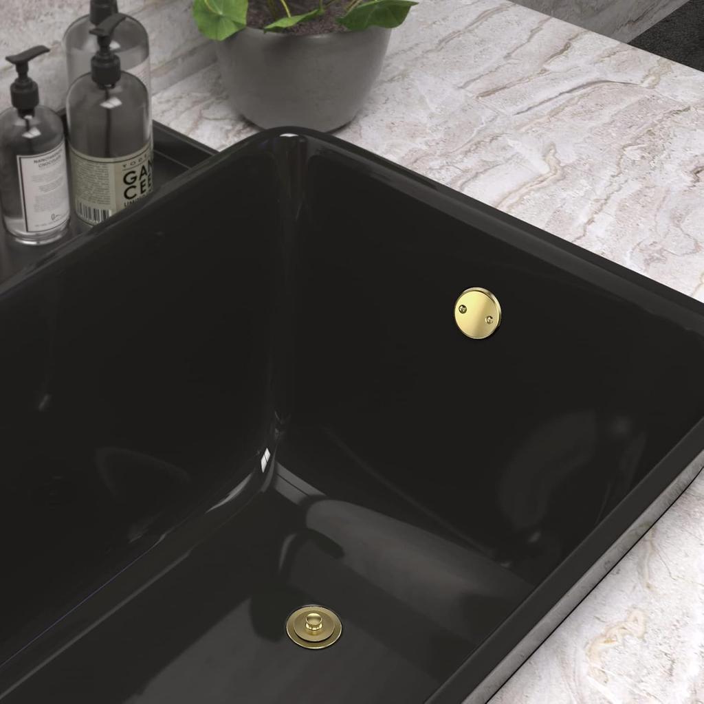 Brushed Gold Bathtub Drain Bath Tub Trim Set Conversion Kit Assembly, All Brass Lift and Turn Twist Tub Drains Replacement Trim Kit with Two-Hole