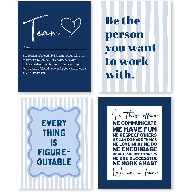 XWELLDAN771 Teamwork Team Work Wall Art for Office, Everything Is Figureoutable Motivational pirational Wall Decor, Team Members Gifts Office Artwork синий