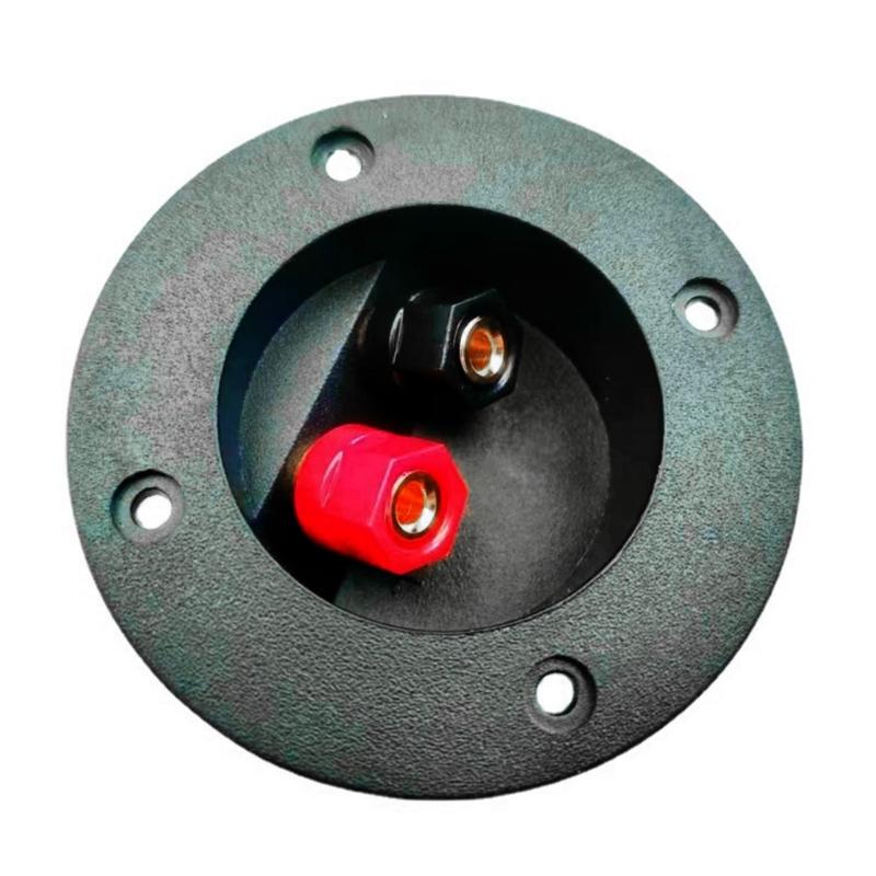 

Black Speaker Terminals Connectors Round Box with 2 Banana Gildeds Subwoofer Stereoes Plug Spring Cup Connection 1