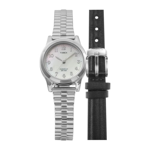 

TIMEX MAIN STREET НАБОРЫ Наручные часы с перламутровым циферблатом, нержавеющая сталь, минеральное стекло, кварцевый механизм, 38 мм, американский бренд, TWG063500, унисекс, серебристый