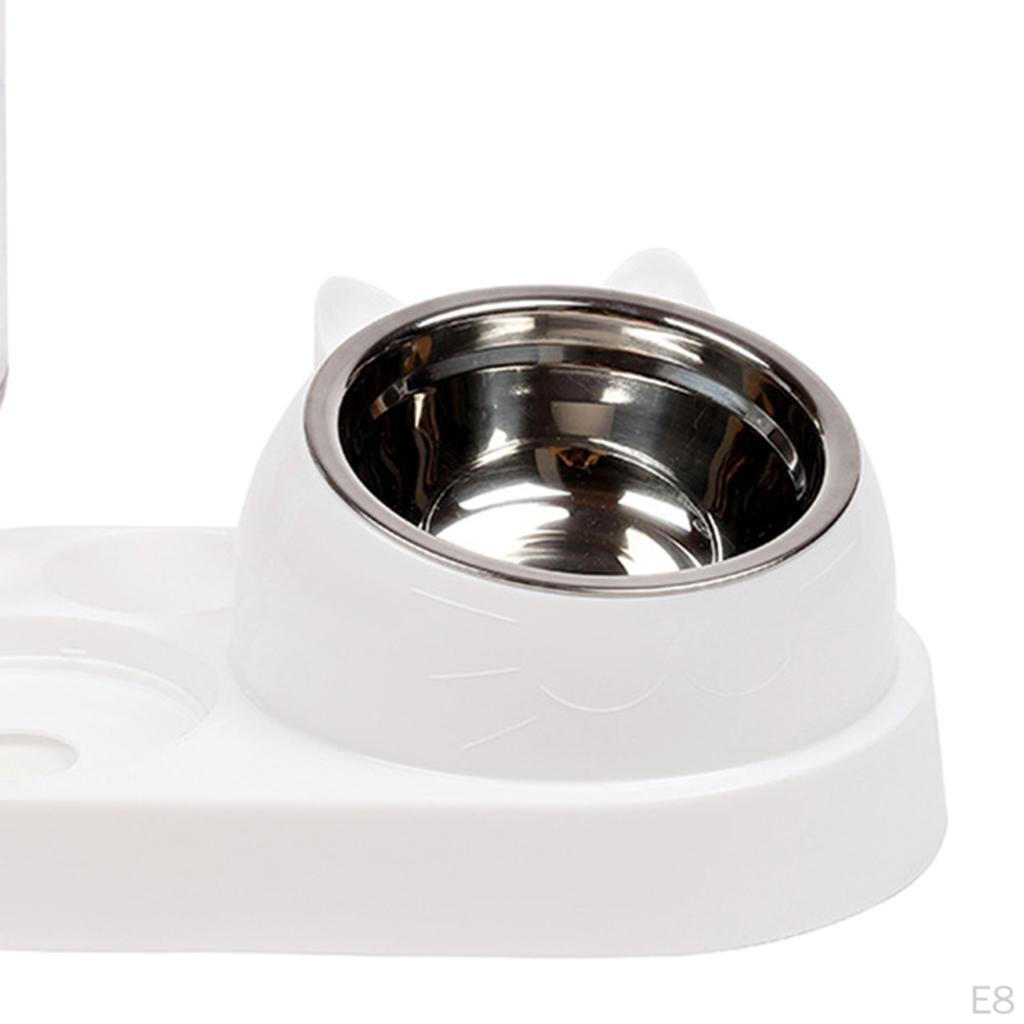 Automatic Cat Water Dispenser and Food Bowl Set Tilted Raised Feeding Bowls