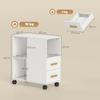 Printer Stand Printer Table with Adjustable Shelf, Casters for Fax Scanner 60 X 30 X 65 Cm White