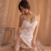 Ice Silk Lace Back Push-Up Nightgown - Spaghetti Strap Seductive Lingerie