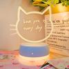 USB 3D luminous cat face night light strip, erasable pen, birthday gift, bedroom, living room, study decoration light.