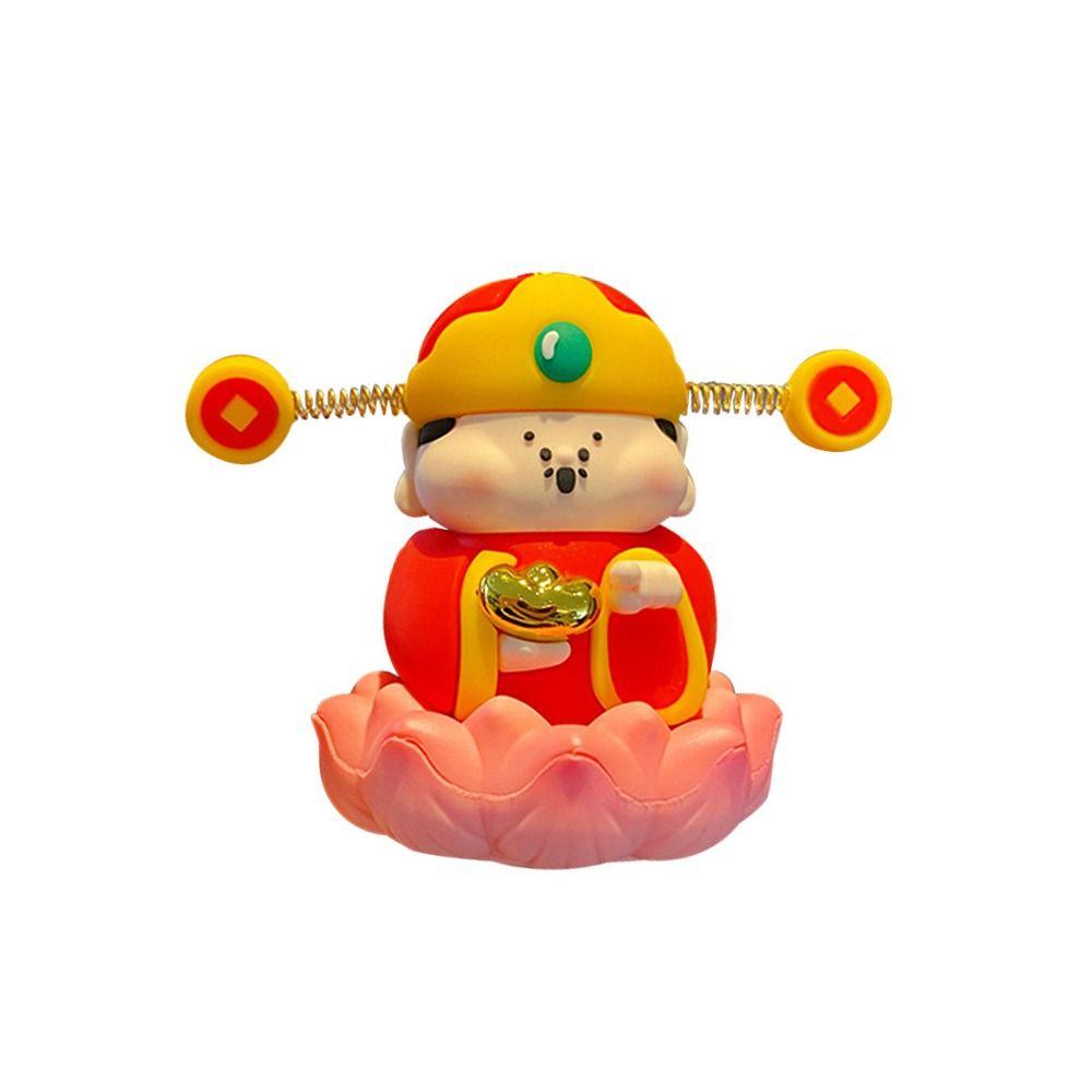 Chinese Mythological Lotus  God of Wealth Decoration Getting Rich Resin Figure  Office