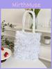Korean Woman Bag Purse With Pleated Mesh And Satin Shoulder Strap For Daily Use