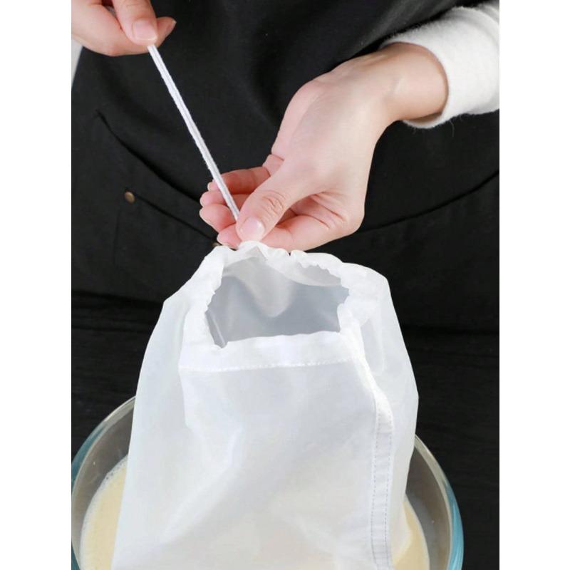 Fabric Strainer Mesh Bag, Modern White Multifunction Mesh Filter Bag For Kitchen,Kitchen Strainer Set With Fine Mesh
