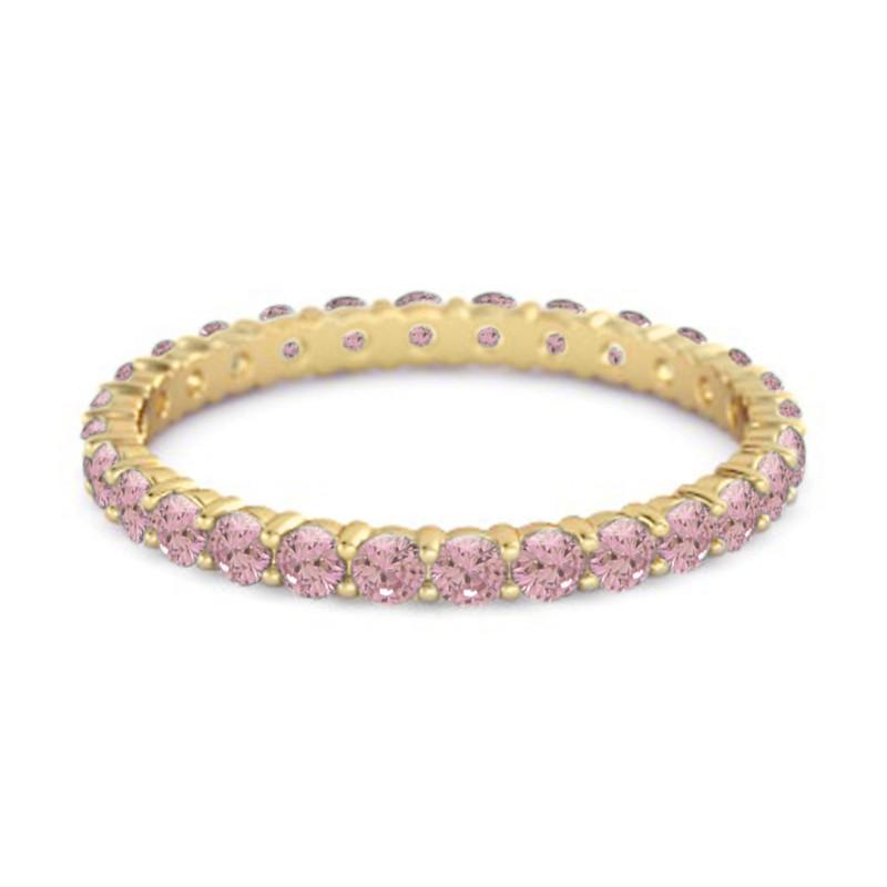 Pink CZ Full Eternity Women Wedding Ring  -Sterling Silver Gold Vermeil