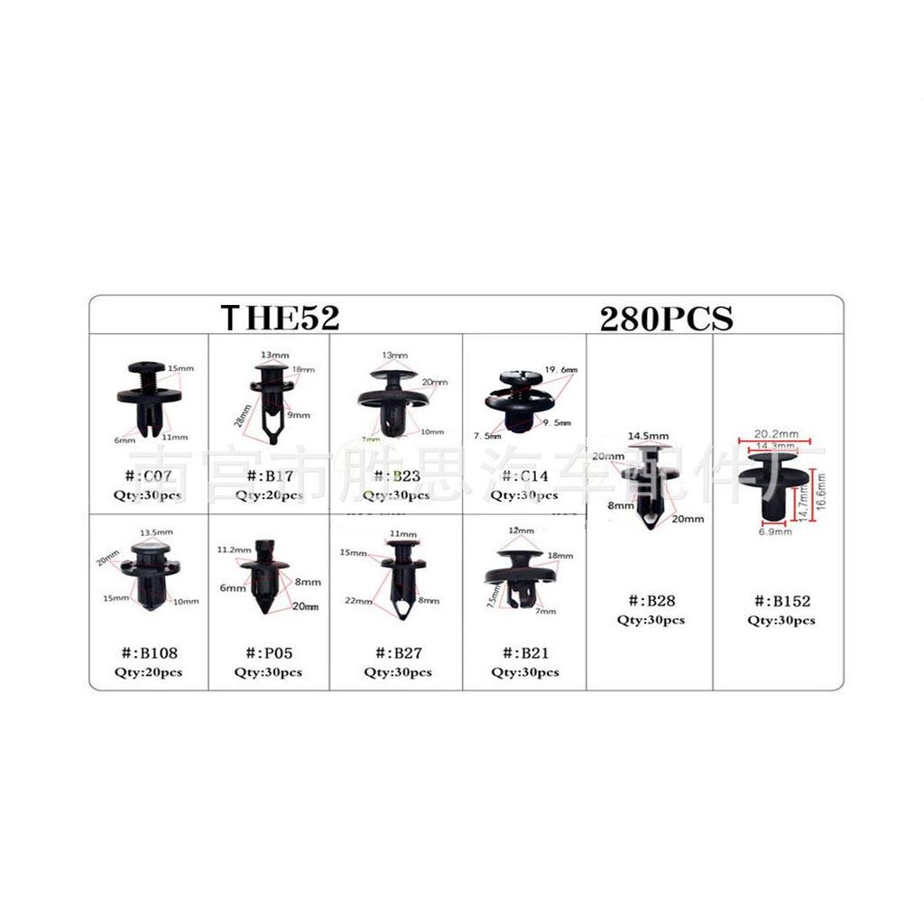 280PCS Snap Fasteners Box for Toyota, Honda, Lexus, Land Rover, BMW.