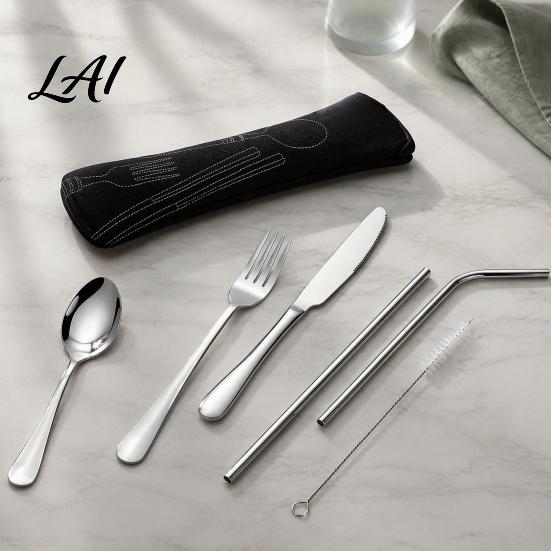 Washable Cutlery Pouch for Dining Portable Storage Bag Wear-Resistant Zippered Tableware Pouch Protective Zipper Straws Compact Bone Shaped
