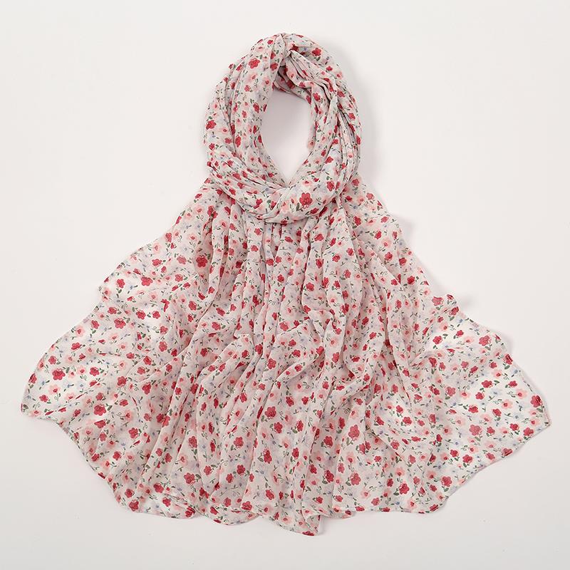 Modischer Blumenmuster Chiffon Schal Für Muslimische Frauen Chiffon Hijab Mode Damen Elegante Lange Schals Wickeltücher Fabrik