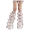 Women's Ruffle Lace Leg Warmer Cute Sheer Mesh Leg Sleeves Sweet Knee Highs Socks Baggy Cuffs Leg Cover Boot Socks