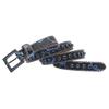 High-end Women's Patterned 2.3 Leather Belt with Pin Buckle and Rhinestones – European & American Punk Style.