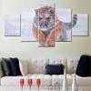 5 Pieces Canvas Wall Arts Animals Poster And Picture Painting Siberian Tiger Snow Winter Wallpaper Home Decor Living Room Mural