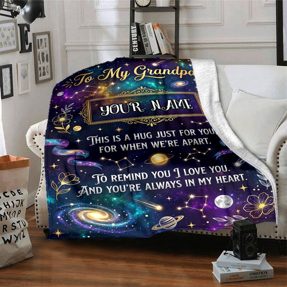 Grandpa'S Cosmic Love Blanket Warmthful Decor Great For Sofa Couch Office Bed Picnics Four Seasons Multipurpose Digital Print Birthday Christmas Gift