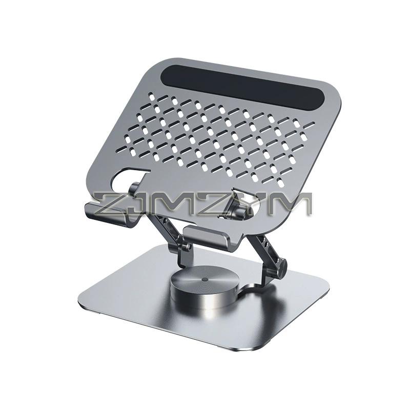 Foldable Tablet Holder 360° Rotating Aluminum Alloy Hollowed Tablet Riser Anti Slip Notebook Holder Height Adjustable