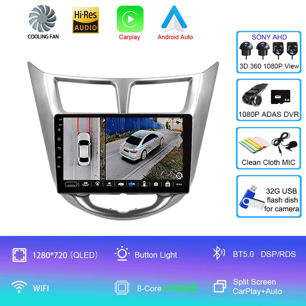 For Hyundai Solaris Accent I25 2010 - 2016 Car Radio Android 14 Carplay Multimedia Player Auto Autoradio Stereo 2din Head Unit