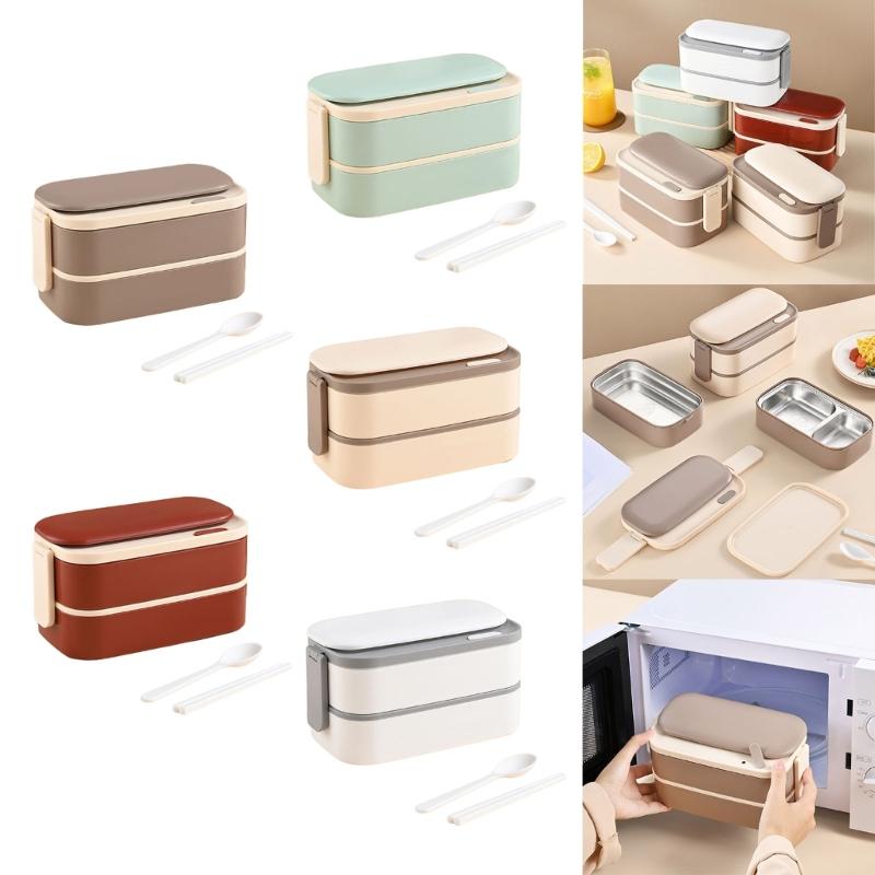 Bento Boxes Double Layer Student Food Storage Container Keep Warm Sealing Boxes 304 Stainless Steel Lunch Box for Office
