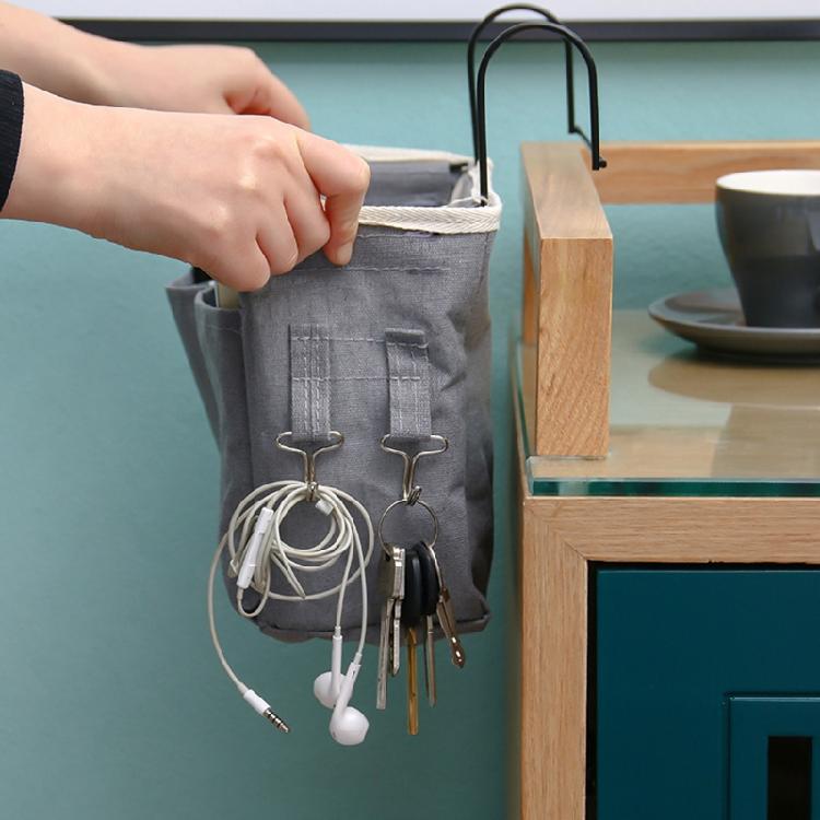 Bedsides Hanging Storage Unit Featuring Hooks and Shelves for Organizing Items