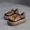 Fashion GKTINOO Retro Round Toe Thick Soled Shoes For Spring And Summer 2025 New Genuine Leather Flower Women's Flat Platform Shoes