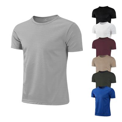 Schnelltrocknendes Sommer-T-Shirt für Herren, atmungsaktiv, leicht, Sport-T-Shirt, Rundhalsausschnitt, einfarbig, kurzärmelig, Oberteile, gemütliches T-Shirt