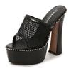 New mesh waterproof table size high heels thick heel outer wear fairy fashion one-word sandals