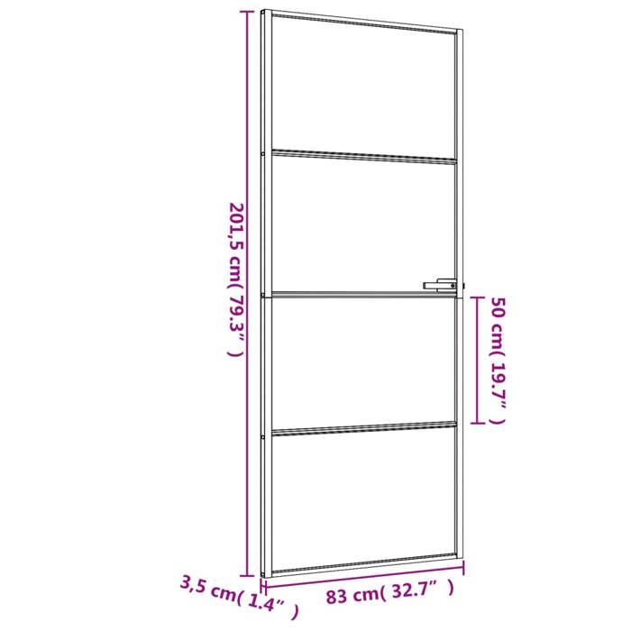VidaXL Thin Interior Door Black 83x201.5 Cm Tempered Glass Aluminum 155119