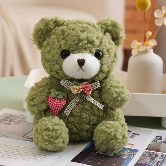 Cute Bear Doll Plushies Decoration Wear Flower Bow Collar Cartoon