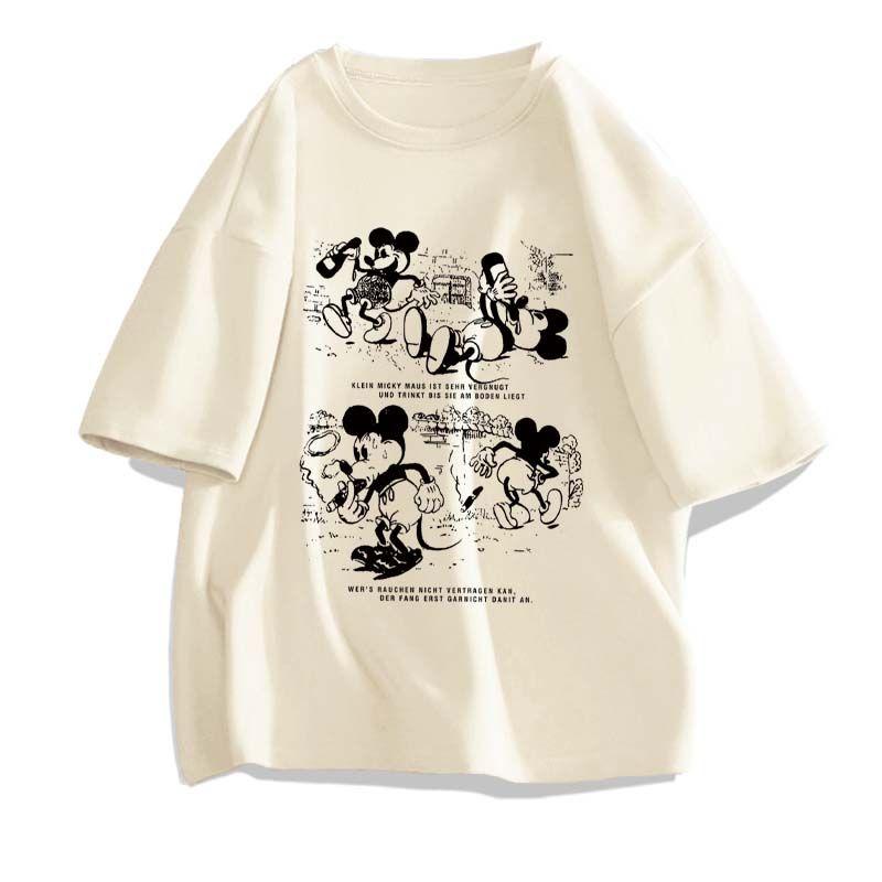 Mickey Minnie Joint Peripheral Shortsleeved Unisex and Women Couples Summer Pure Cotton Loose Casual Tshirt Clothes Tide